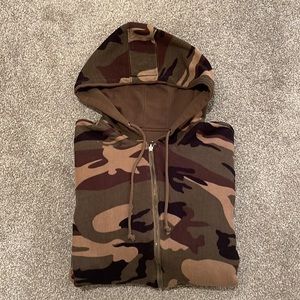 Camouflage/Brown Reversible Men’s Zip Up Hoodie 4XL - READ DESCRIPTION